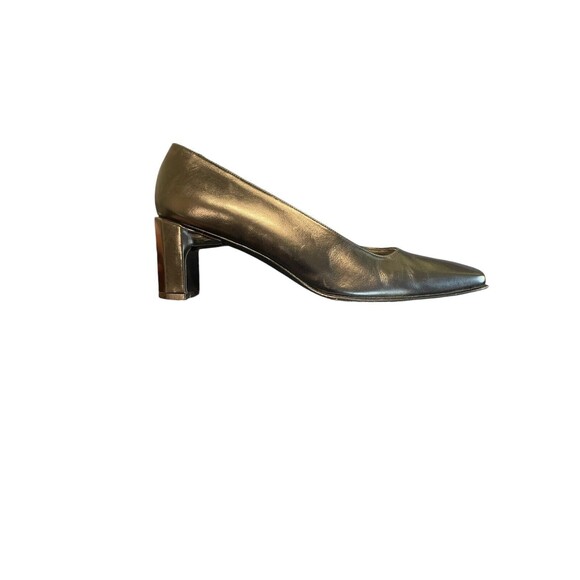 Stuart Weitzman Shoes Womens 8AAA Narrow Black Leather Pumps Square Toe Heels - Picture 11 of 12